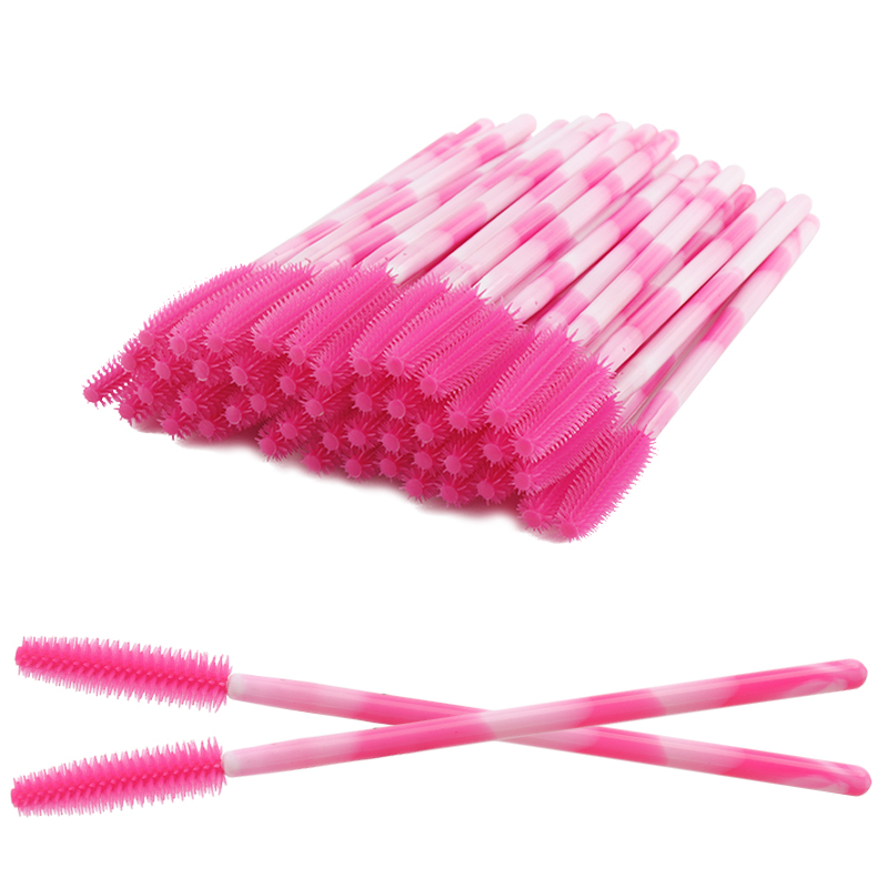 Eyelash Extension Options - 50/100Pcs Disposable Silicone Eyelash Brush Colored