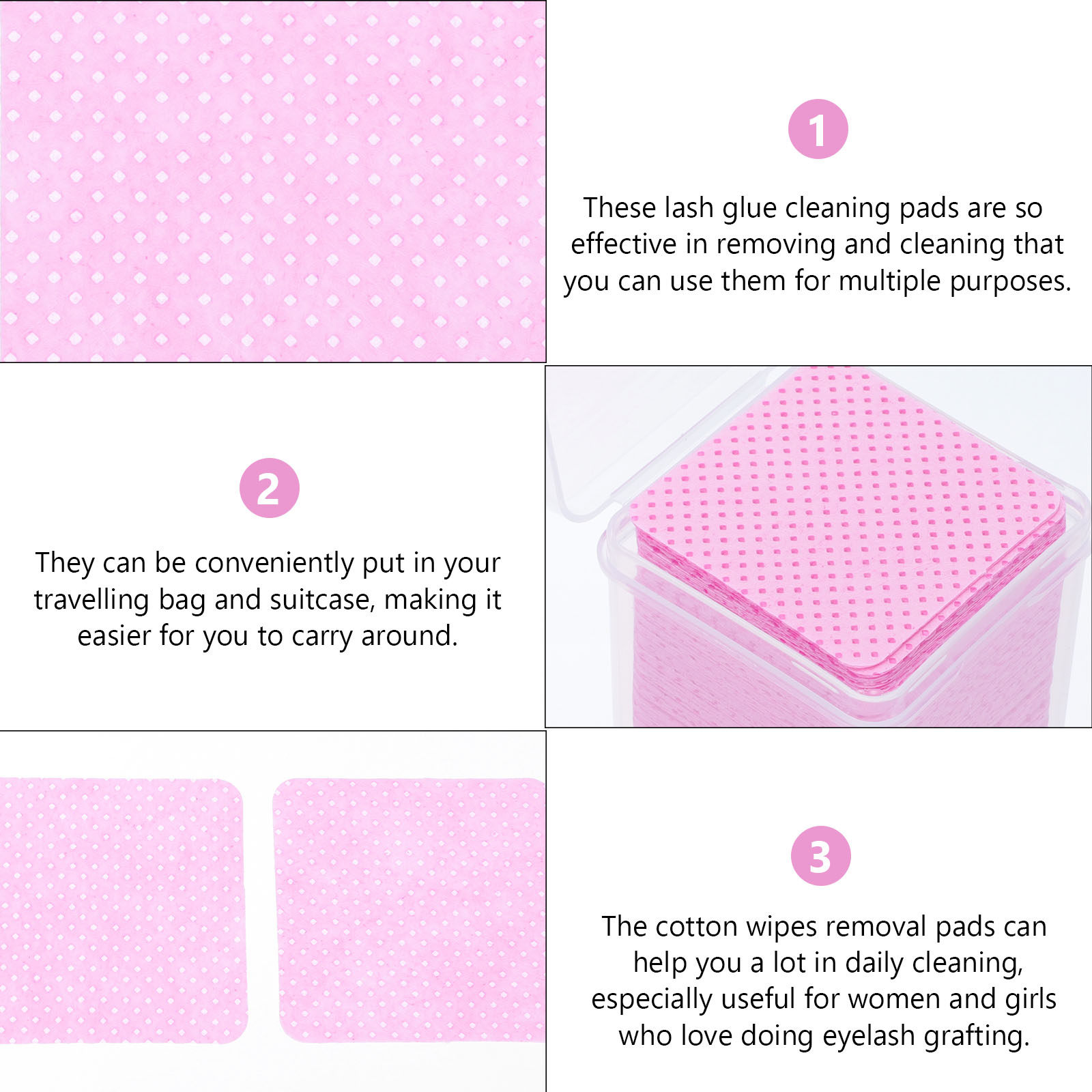 600Pcs Cleaning Cotton Wipes L - огляд і ціна Eyelash Extension Glue Remover